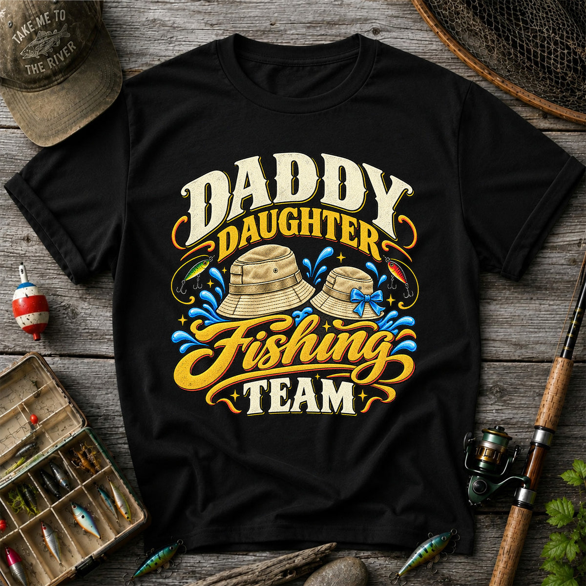 Dad Daughter Fishing Team Family Fishing Graphic T-Shirt