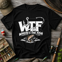 WTF Where's the Fish Rainbow Trout Fishing Graphic T-Shirt