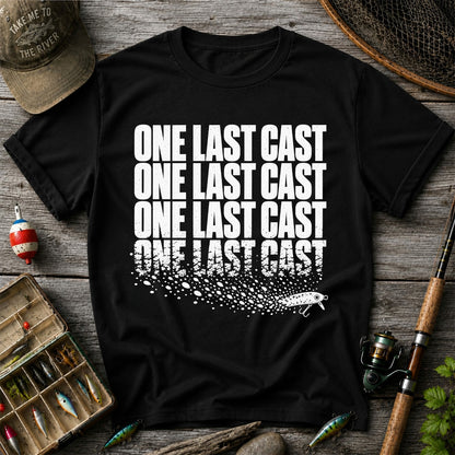 One Last Cast Repeating Fishing Lure Graphic T-Shirt