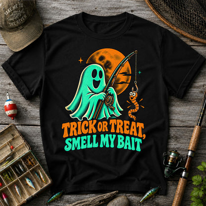 Trick or Treat, Smell My Bait Ghost Halloween Fishing T-Shirt