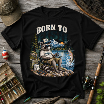 Born to Fish Raccoon in Sunglasses Lake Fishing T-Shirt