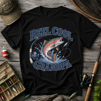 Reel Cool Grandpa Trout Fishing Graphic T-Shirt