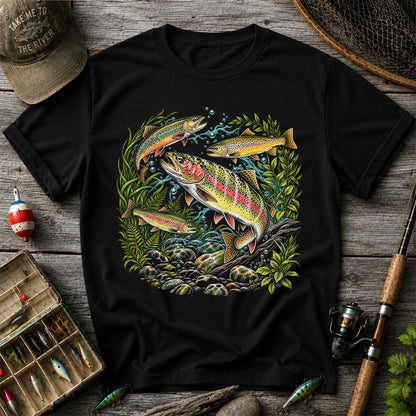 Rainbow and Brown Trout Underwater Fishing Graphic T-Shirt