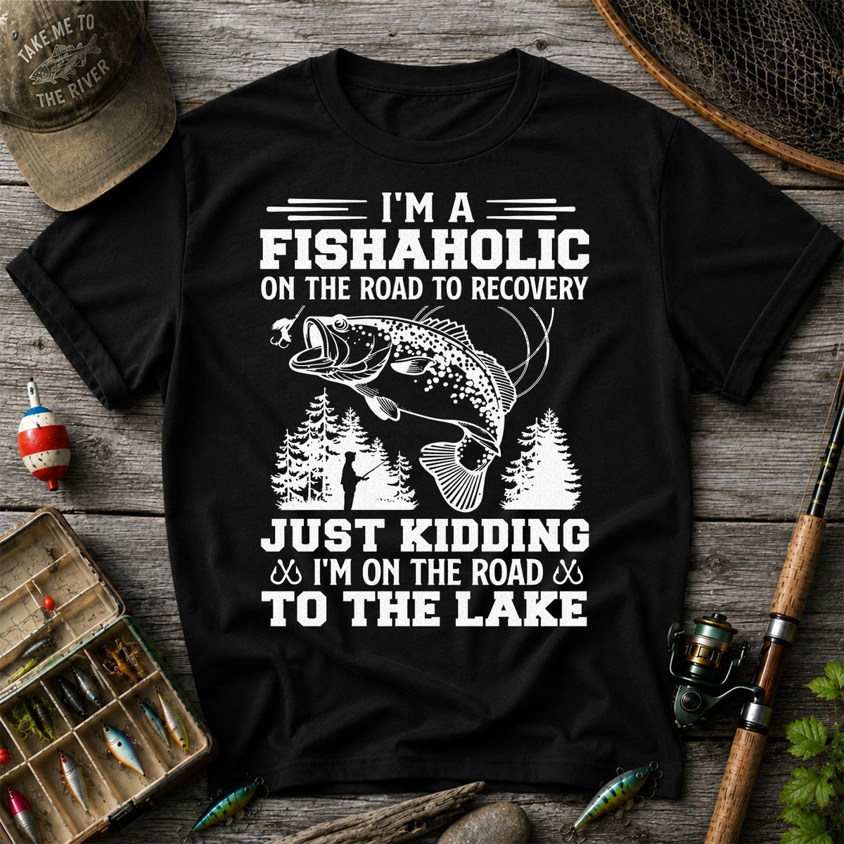 I'm a Fishaholic on the Road to Recovery Funny Fishing T-Shirt