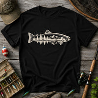 Trout Mountain Forest Reflection Fishing Graphic T-Shirt