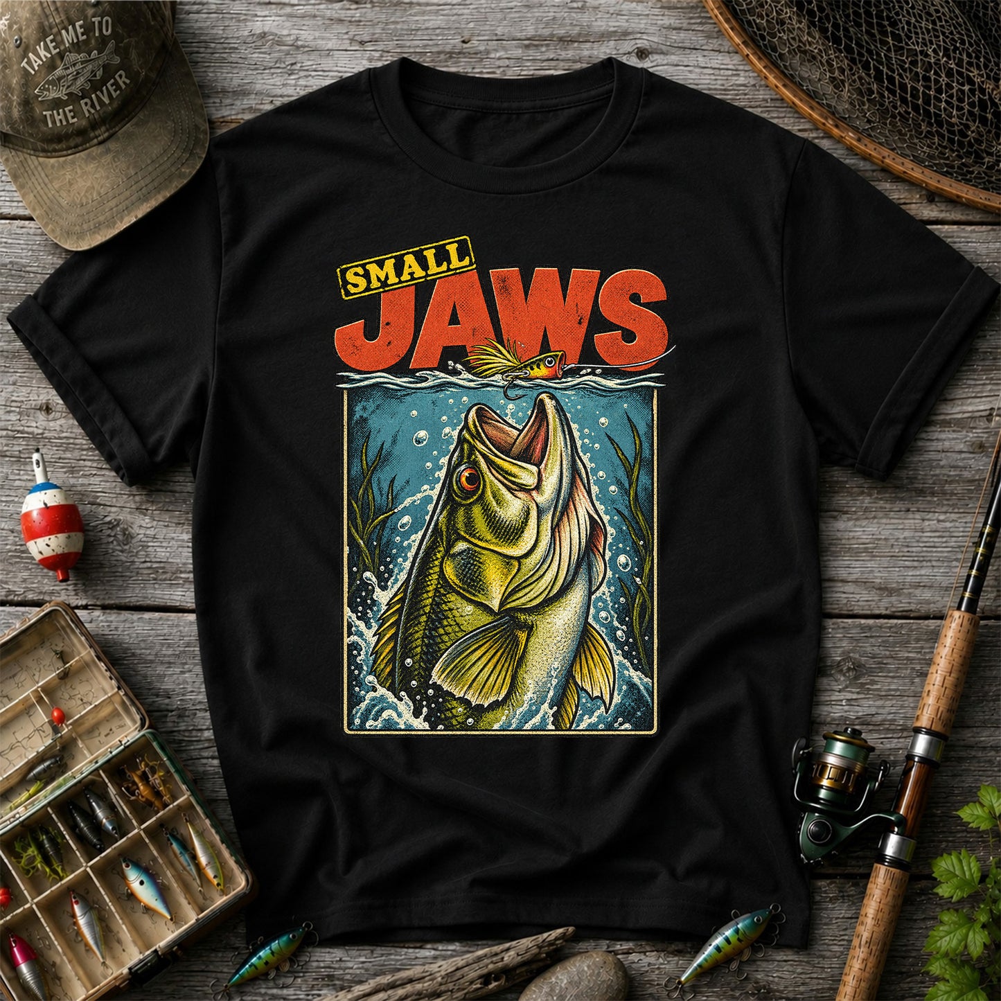 Small Jaws Bass Fishing Graphic T-Shirt