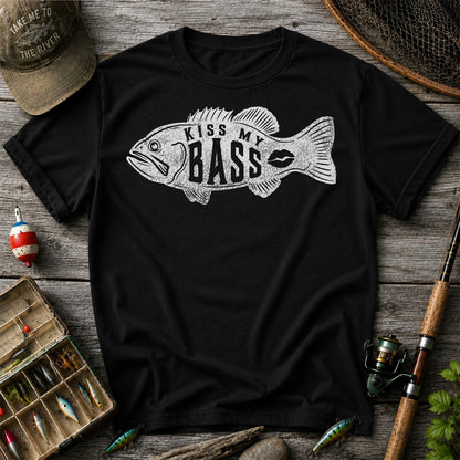 Kiss My Bass Funny Bass Fishing T Shirt for Men