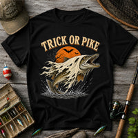 Trick or Pike Halloween Fishing T-Shirt, Vintage Trout Angler Tee