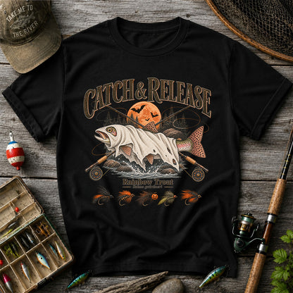 Catch & Release Rainbow Trout Halloween Fly Fishing T-Shirt
