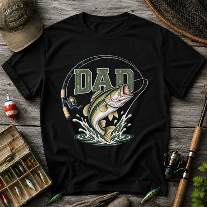 Dad Bass Fishing Rod and Reel Graphic T-Shirt