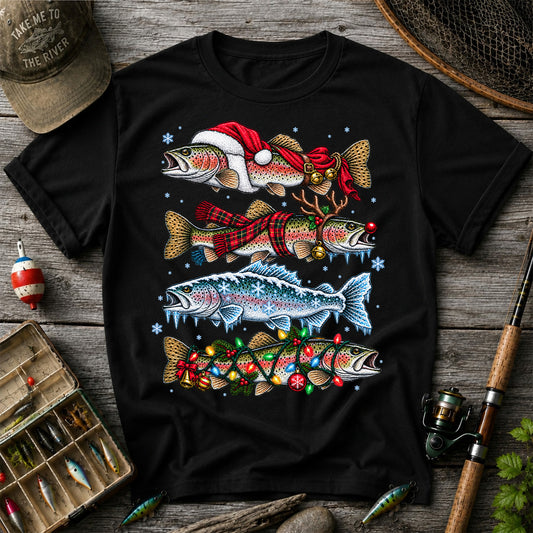 Christmas Rainbow Trout Holiday Fishing Graphic T-Shirt