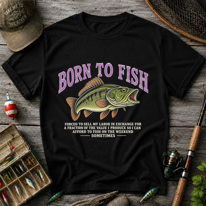 Born to Fish Funny Bass Fishing Graphic T-Shirt
