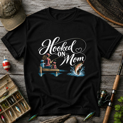 Hooked on Mom Family Fishing Graphic T-Shirt