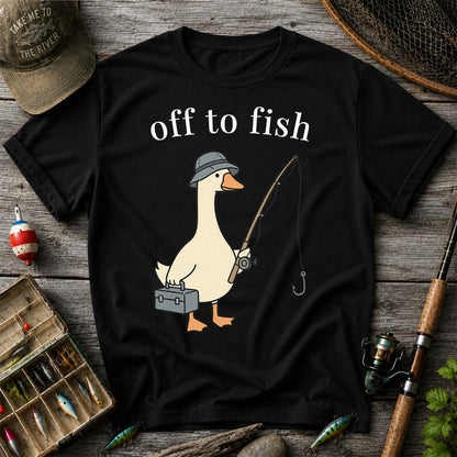 Off To Fish T-Shirt Funny Goose Fishing Shirt Vintage Angler Tee
