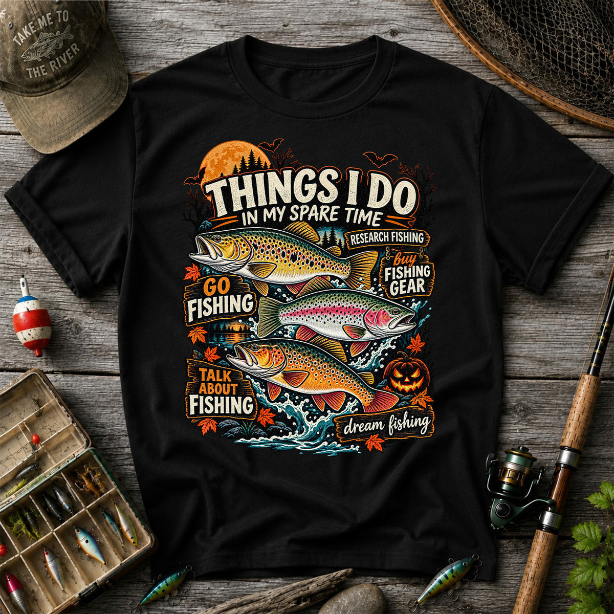 Things I Do in My Spare Time Halloween Trout Fishing T-Shirt