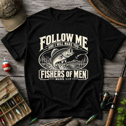 Follow Me Fishers of Men Christian Bass Fishing Graphic T-Shirt
