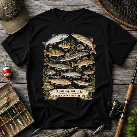 Freshwater Fish of the Great Lakes Water System Graphic T-Shirt