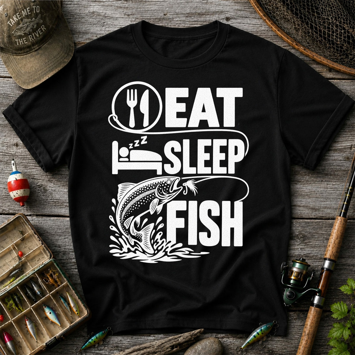 Eat Sleep Fish Trout Fly Fishing Graphic T-Shirt