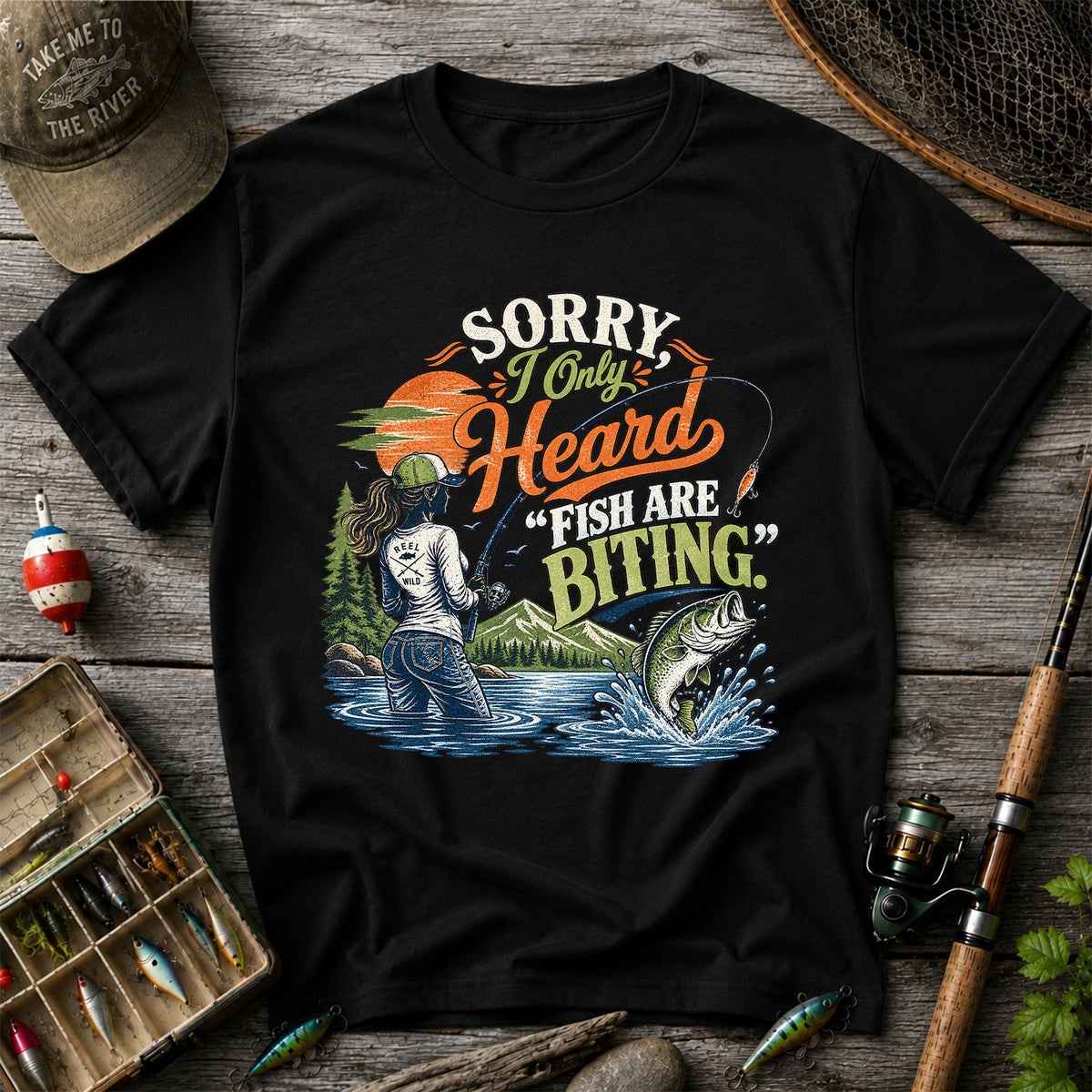Sorry I Only Heard Fish Are Biting Fishing Graphic T-Shirt