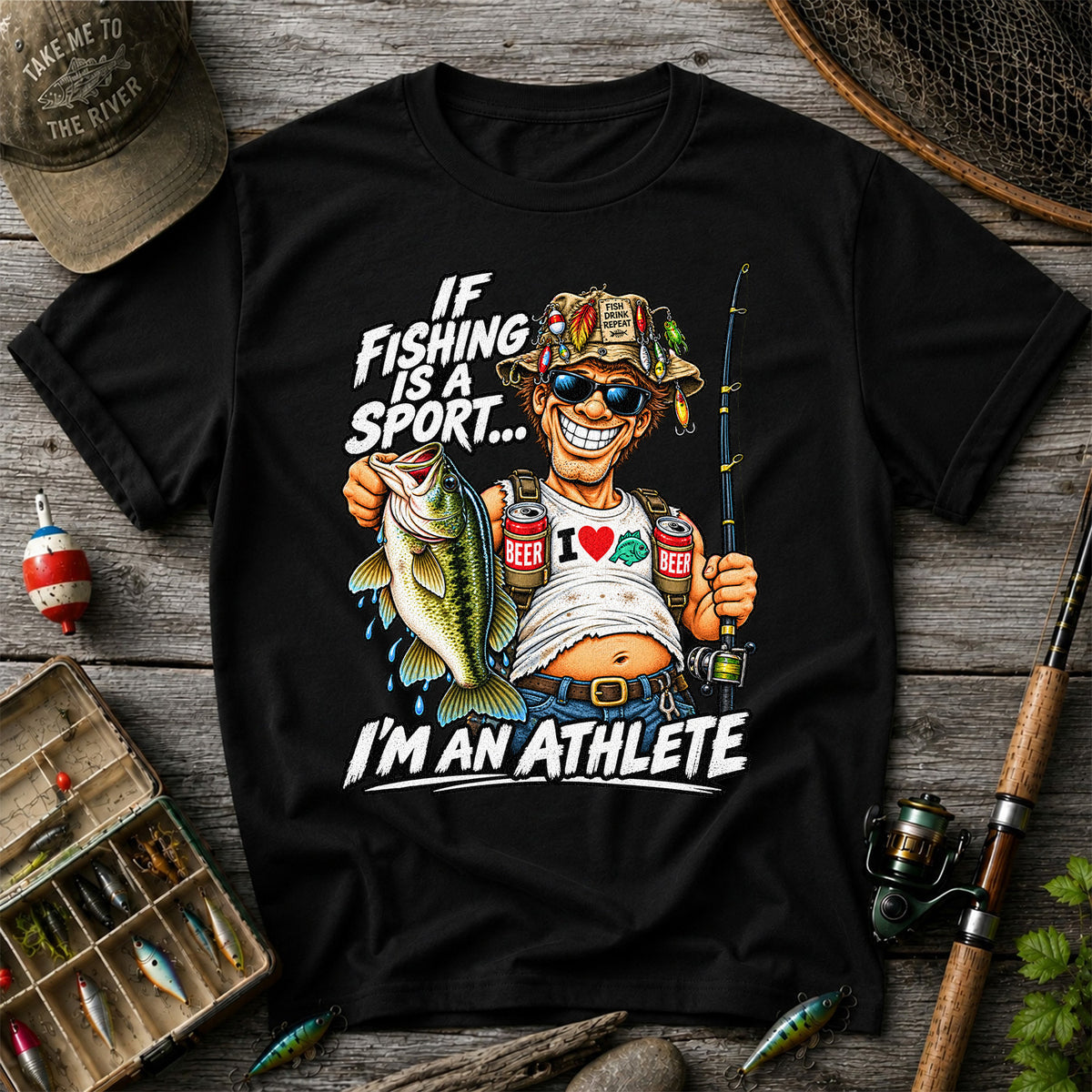 If Fishing Is a Sport I'm an Athlete Funny Bass Angler T-Shirt