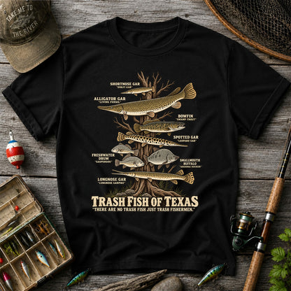 Trash Fish of Texas Gar and Freshwater Fish Graphic T-Shirt