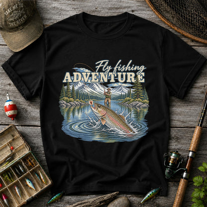 Fly Fishing Adventure Trout Mountain Lake Graphic T-Shirt
