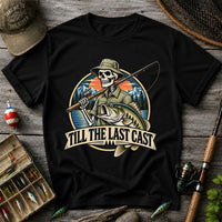 Till the Last Cast Skeleton Bass Fishing T-Shirt