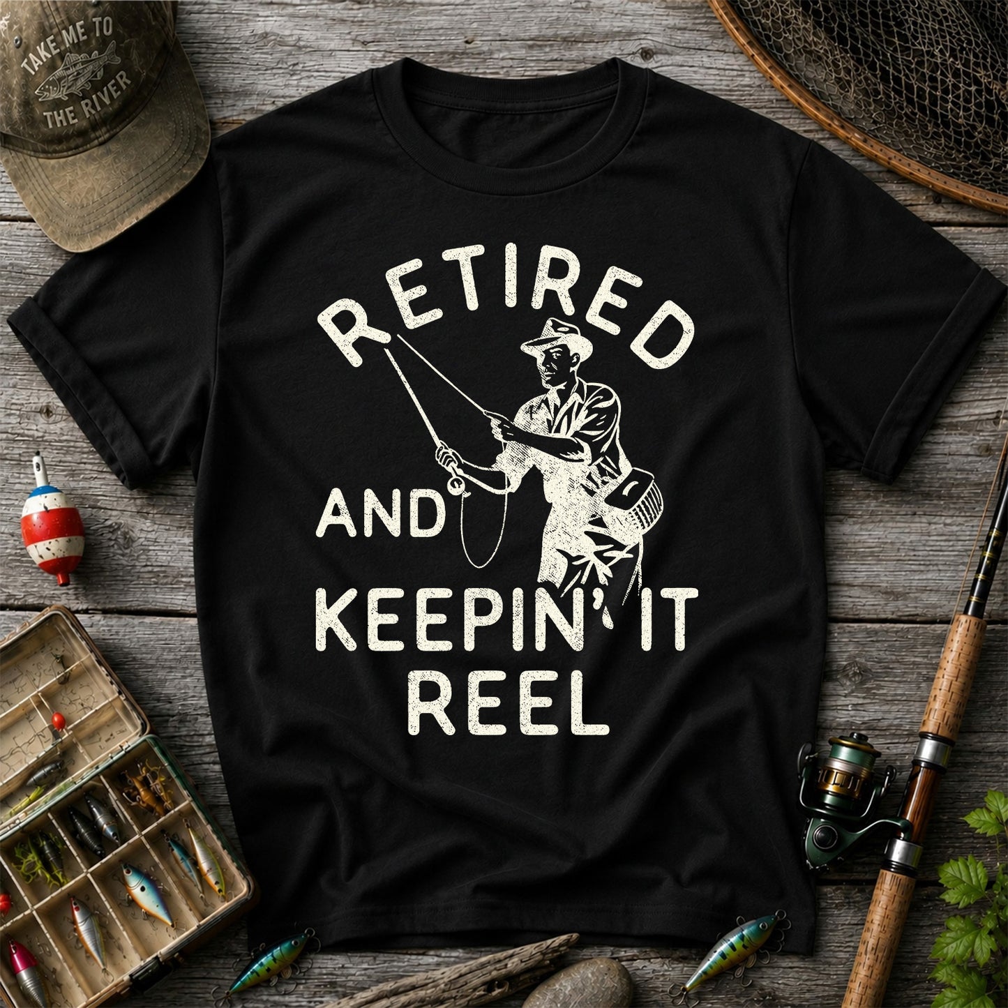 Retired And Keepin It Reel T-Shirt Fishing Retirement Gift for Fisherman