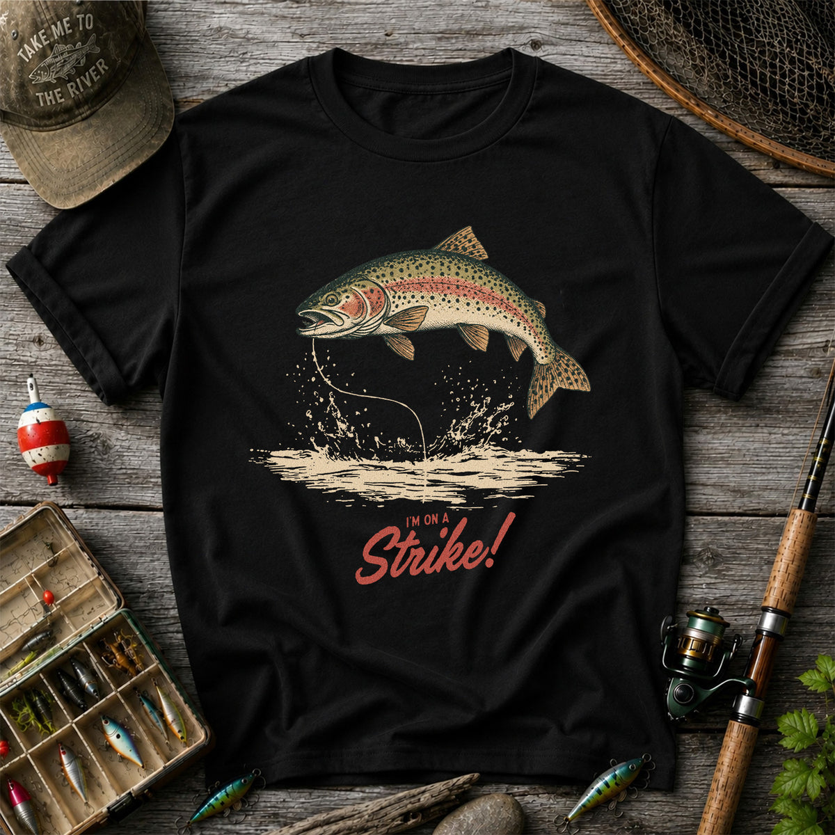 I'm on a Strike Rainbow Trout Fishing Graphic T-Shirt