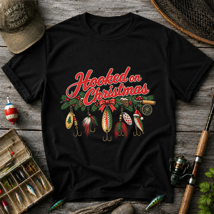 Hooked on Christmas Fishing Lure Ornaments Graphic T-Shirt