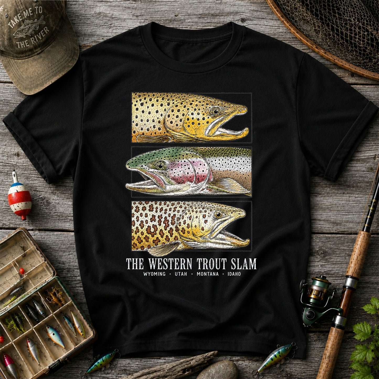 The Western Trout Slam Wyoming Utah Montana Idaho Fishing T-Shirt
