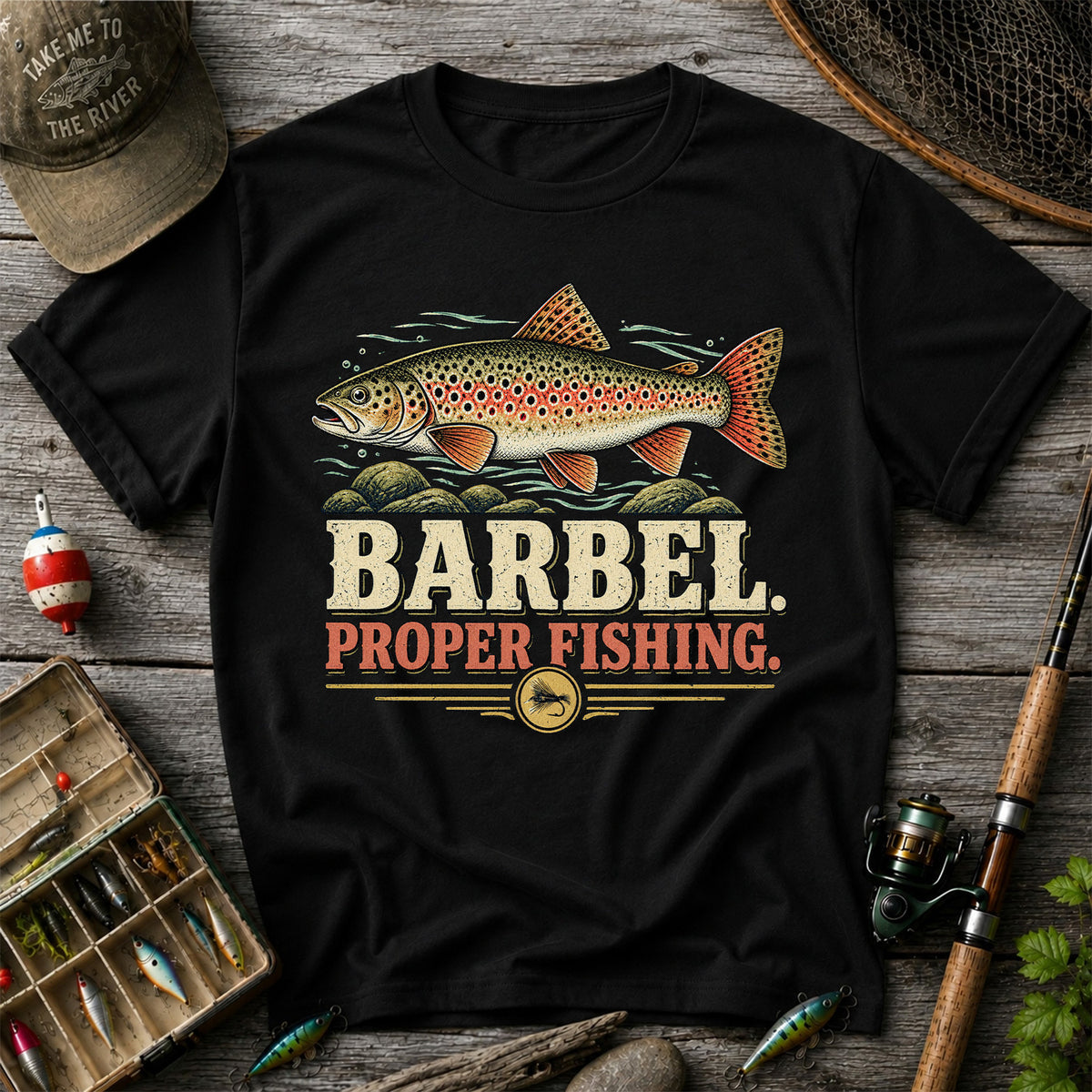 Barbel Proper Fishing Brown Trout Graphic T-Shirt