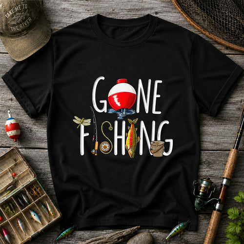 Gone Fishing Bobber Rod and Lure Graphic T-Shirt