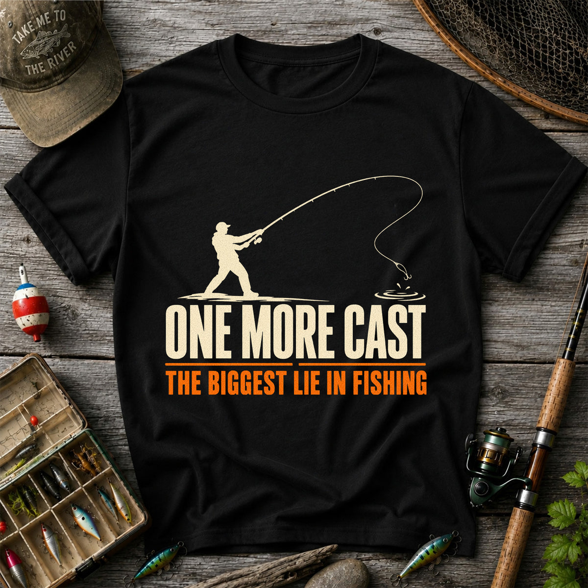 Fishing Angler Silhouette Graphic T-Shirt