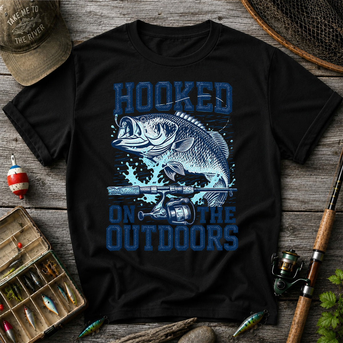 Hooked on the Outdoors Bass Fishing Graphic T-Shirt