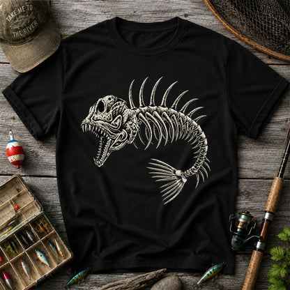 Gothic Fish Skeleton Fishing Graphic T-Shirt