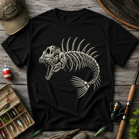 Gothic Fish Skeleton Fishing Graphic T-Shirt