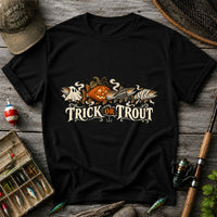 Trick or Trout Halloween Fish Lineup Fishing T-Shirt