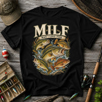 MiLF Man I Love Fish Jumping Bass Fishing Graphic T-Shirt