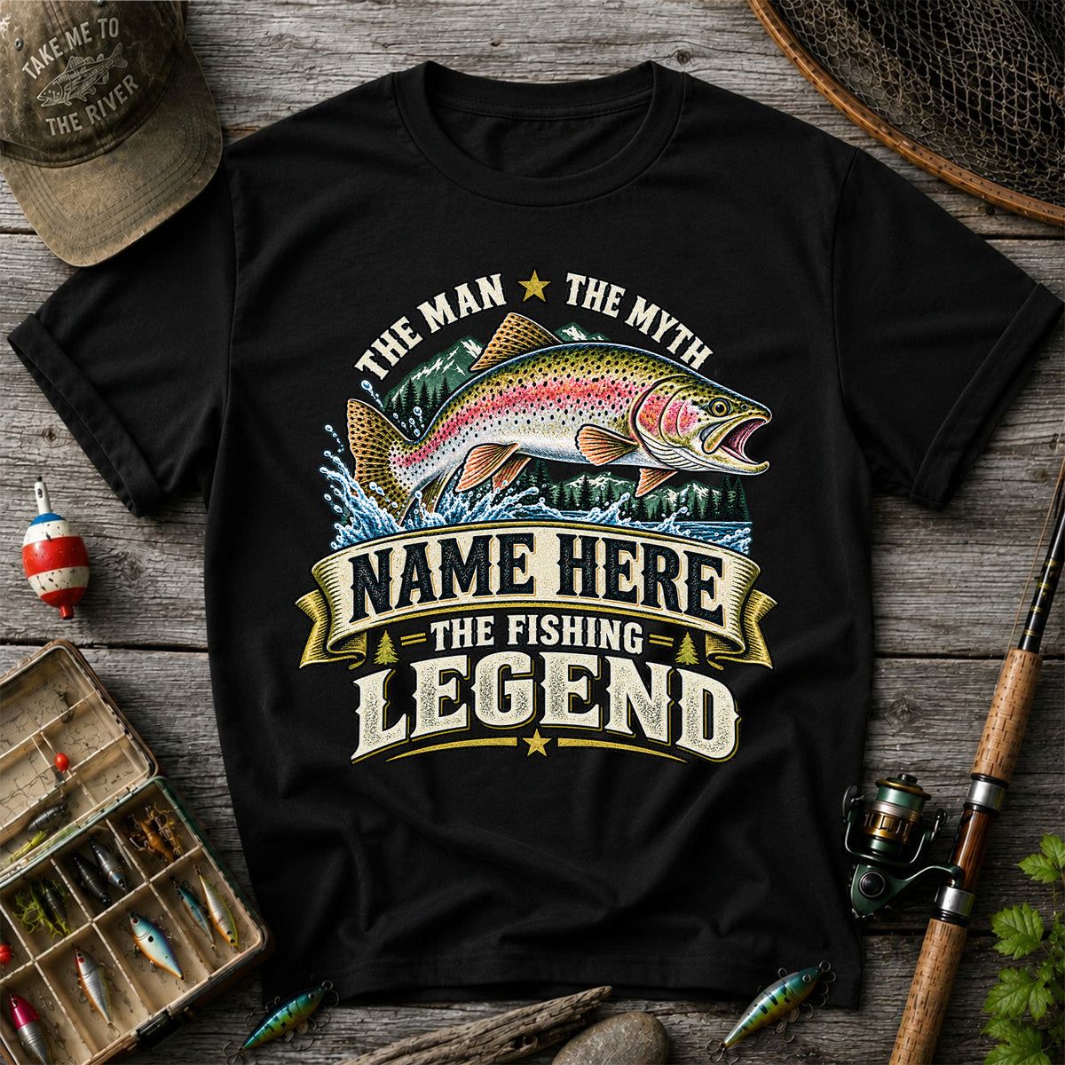 Personalized The Man The Myth The Fishing Legend Rainbow Trout T-Shirt
