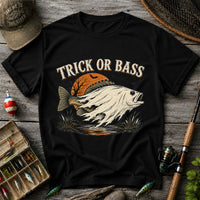 Trick or Bass Halloween Fishing T-Shirt, Vintage Trout Angler Tee
