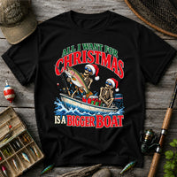 All I Want for Christmas Is a Bigger Boat Skeleton Rainbow Trout Fishing T-Shirt