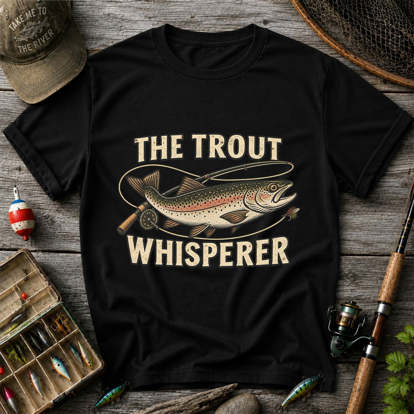 The Trout Whisperer Vintage Fly Fishing Graphic T-Shirt