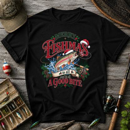 Merry Fishmas to All and to All a Good Bite Rainbow Trout T-Shirt