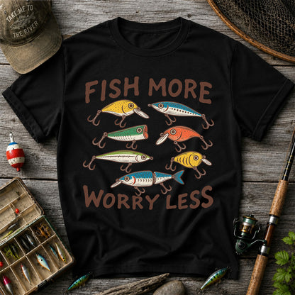Colorful Fishing Lures and Hooks Graphic T-Shirt