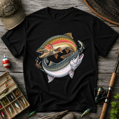 Rainbow Trout Pair Freshwater Fishing Graphic T-Shirt
