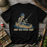 Just One More Cast Skeleton Fishing Boat Graphic T-Shirt