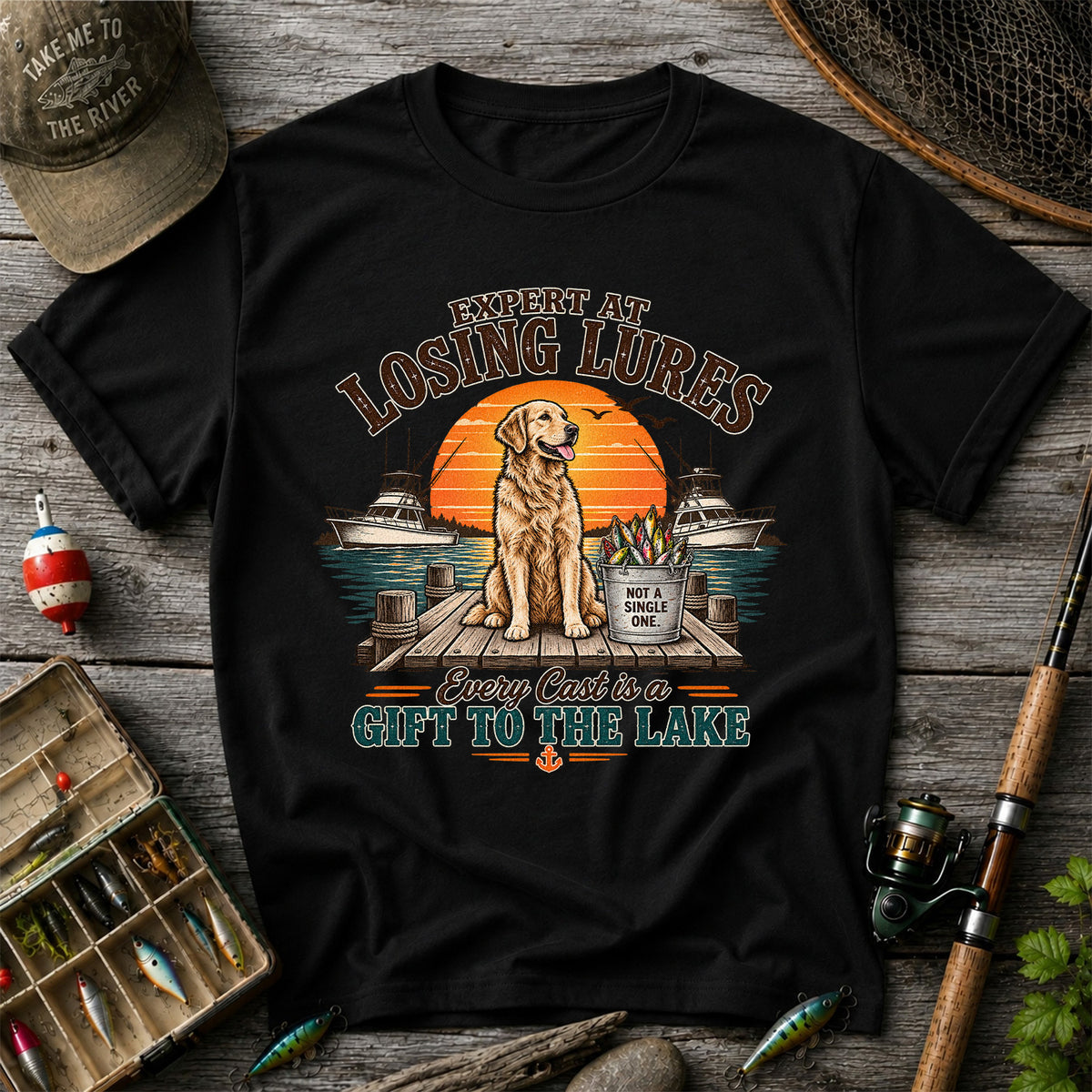 Expert at Losing Lures Golden Retriever Funny Fishing T-Shirt
