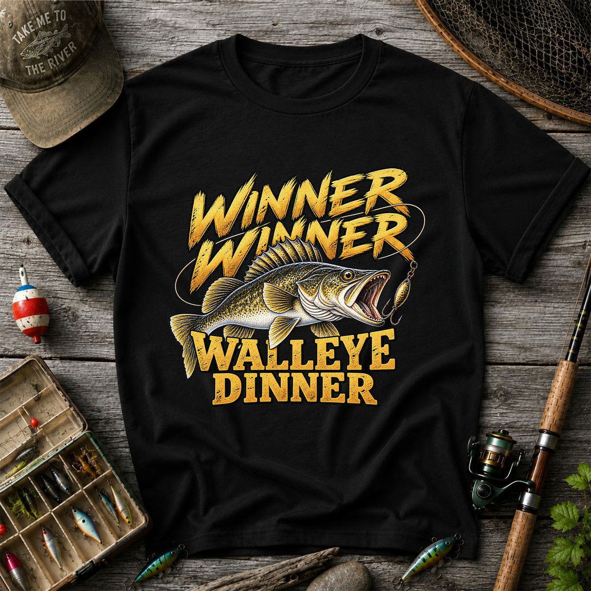 Winner Winner Walleye Dinner Funny Fishing Graphic T-Shirt