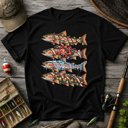 Christmas Rainbow Trout with Holiday Lights Fishing Graphic T-Shirt